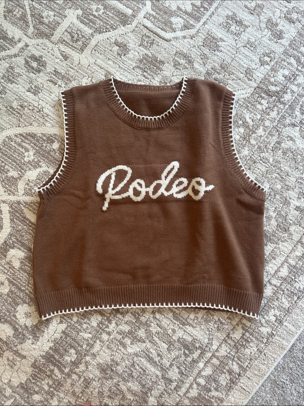 NWOT Rodeo Brown Knit Sleeveless Sweater Vest